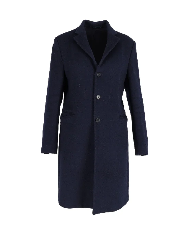 Button-down – With buttons, button closureAcne Studios Overcoat in Navy Blue Wool