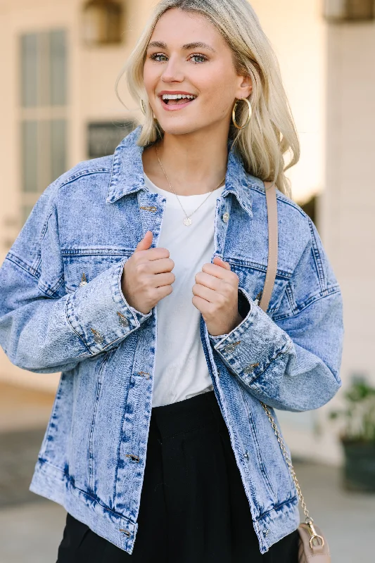 Button-down – With buttons, button closureBack To You Medium Wash Denim Jacket