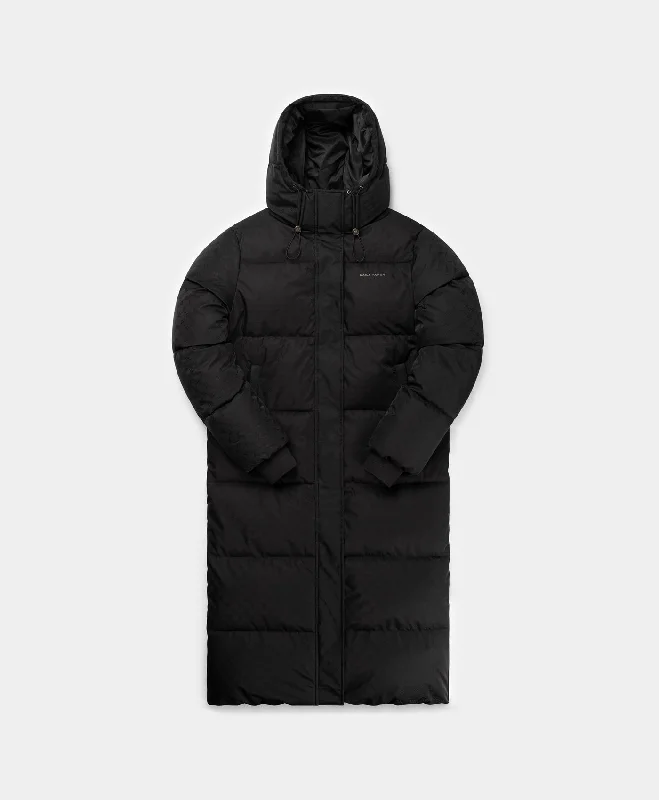 Down-filled – Filled with down feathers for insulationBlack Monogram Long Puffer Jacket