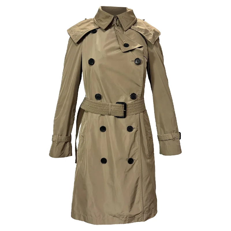 Button-down – With buttons, button closureBurberry Amberford Hooded Shell Trench Coat in Beige Polyester