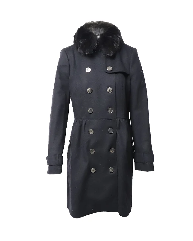 Oversized – Loose, relaxed fitBurberry Shearing Collar Trench Coat in Black Wool