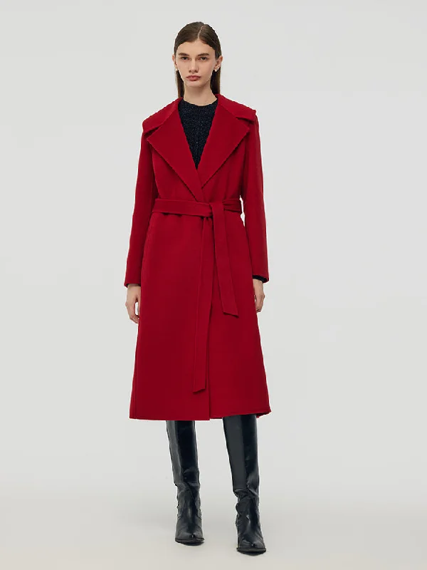 Stretch – Stretchy fabric for comfort and flexibilityCashmere Wool Double-Faced Women Wrap Overcoat