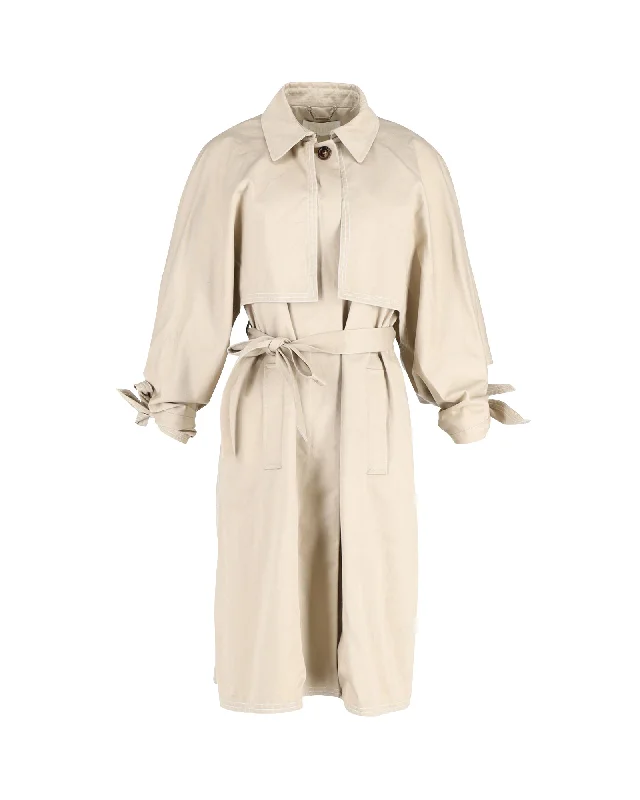 Down-filled – Filled with down feathers for insulationChloe Belted Trench Coat in Beige Cotton