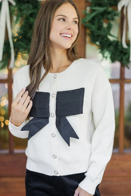 Biker-style – Leather or faux-leather, rugged designCouldn't Be Sweeter Cream Bow Cardigan