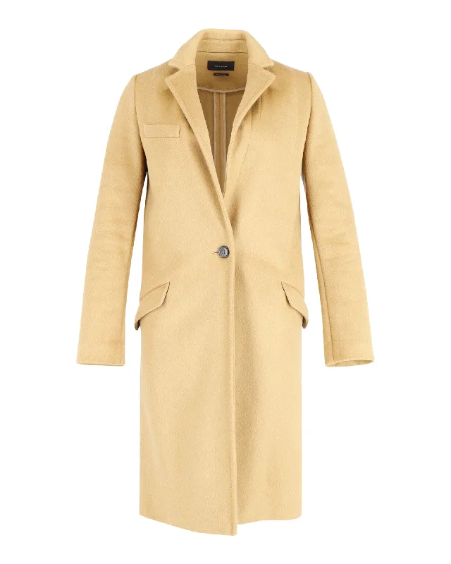 Windproof – Wind-resistantIsabel Marant Single Breasted Long Coat in Camel Wool