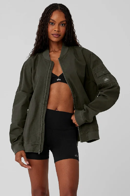 Fleece-lined – With soft fleece inside for warmthDivision Ripstop Bomber Jacket - Stealth Green