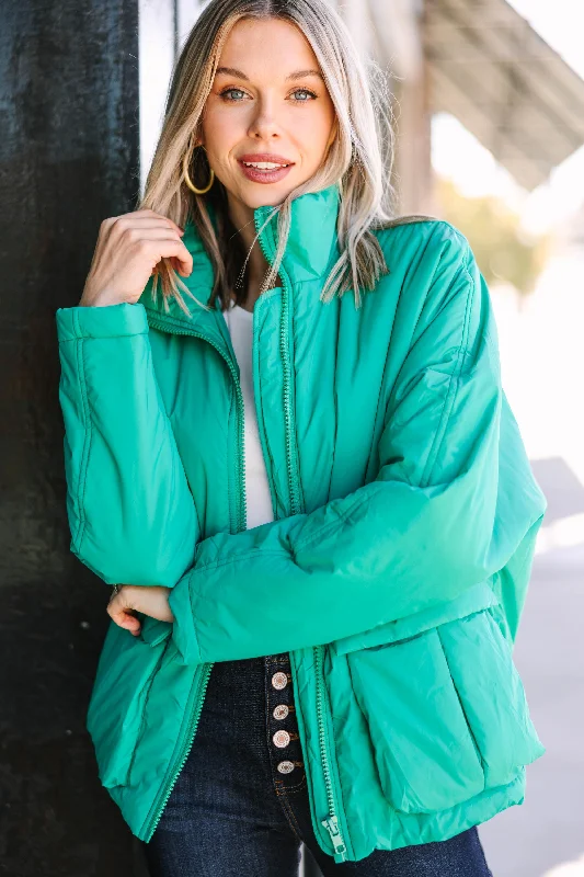 Slim fit – Tailored fit, form-fittingMoving On Emerald Green Puffer Jacket