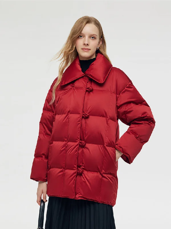 Warm – Insulated, cozyNew Chinese-Style Lapel Goose Down Jacket