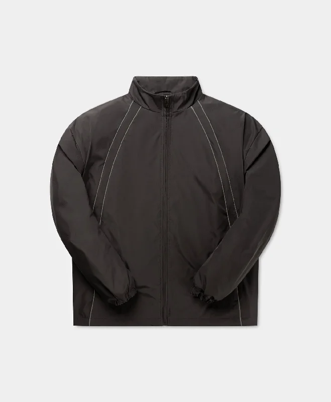 Herringbone – A distinct V-shaped woven patternObsidian Black Taye Logo Relaxed Track Jacket