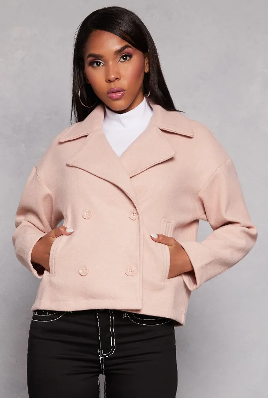 Cropped – Short in length, above the waistHaute Monde Double Breasted Peacoat