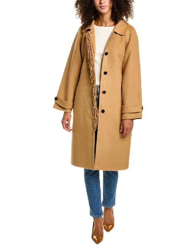 Fleece-lined – With soft fleece inside for warmthSandro Fringe Wool Coat