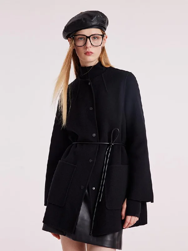 Breathable – Allows airflow, keeps you coolTencel Wool Double-Faced Women Coat With Belt