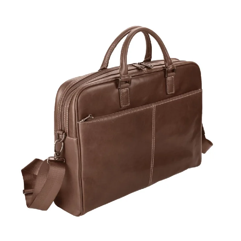 Adpel Arizona Leather Rogatta 15.4-inch Laptop Computer Bag - Brown