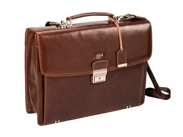 Adpel Fabio 15.4" Leather Laptop Briefcase Bag | Keylock | Brown