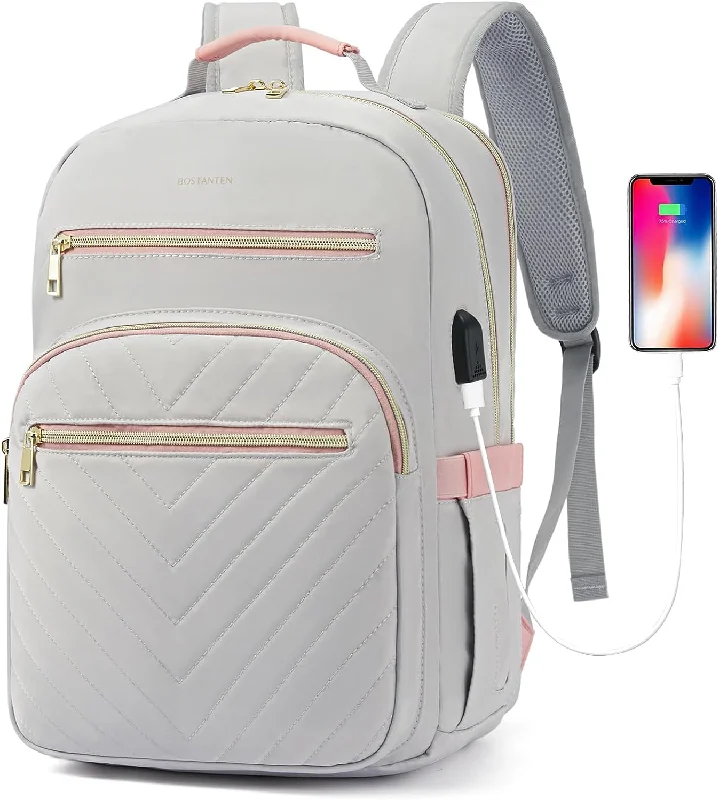 BOSTANTEN 15.6 Inch Laptop Backpack for Women- College Teacher Computer Bag Travel Backpack Purse with USB Charging Port