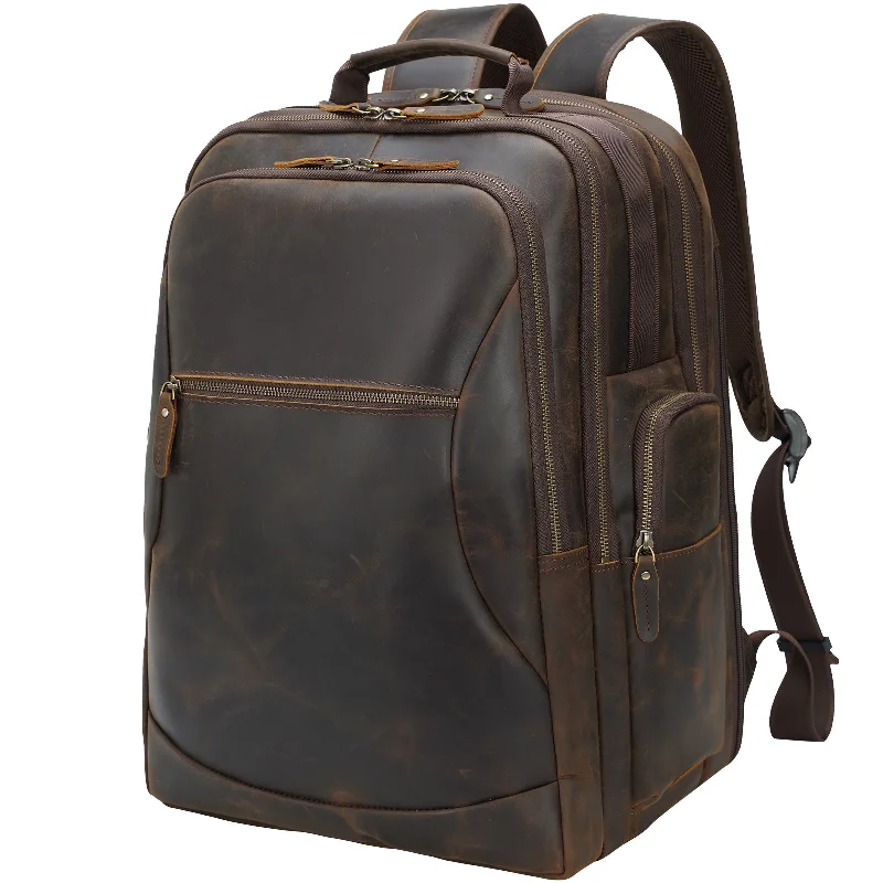 Brown Leather Backpack Bag Laptop