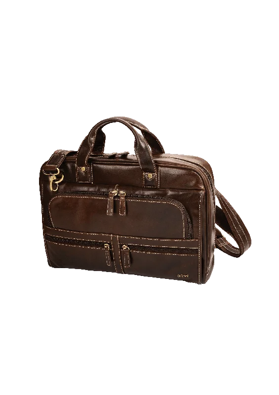 Capri Genuine Leather Computer Laptop Bag - Brown