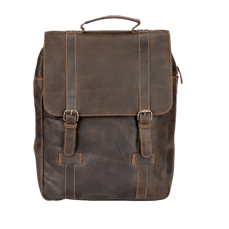 Leather Laptop Backpack Melbourne Brown