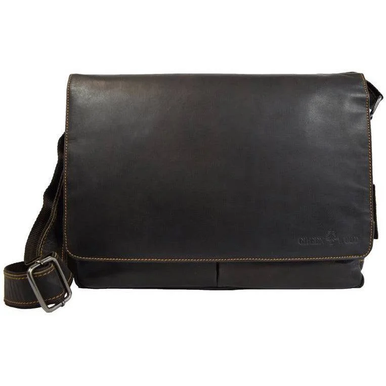 Leather Shoulder Laptop Bag Brown Gent