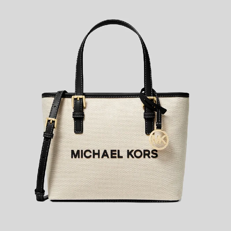 MICHAEL KORS Jet Set Travel Extra-Small Canvas Top-Zip Tote Bag Black 35S4GTVT0C