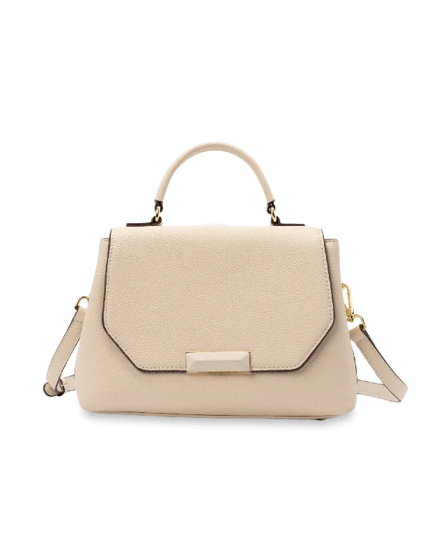 Mocha Nadine Leather Top Handle Crossbody Bag - Cream