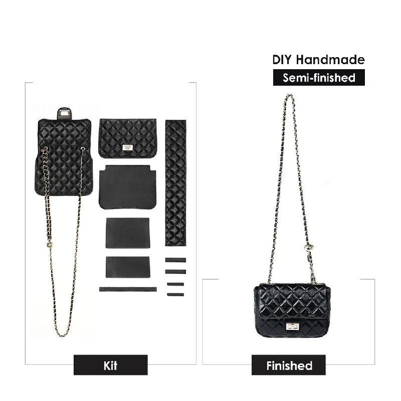 POPSEWING® Top Grain Leather Small Quilted Chain Bag DIY Kit