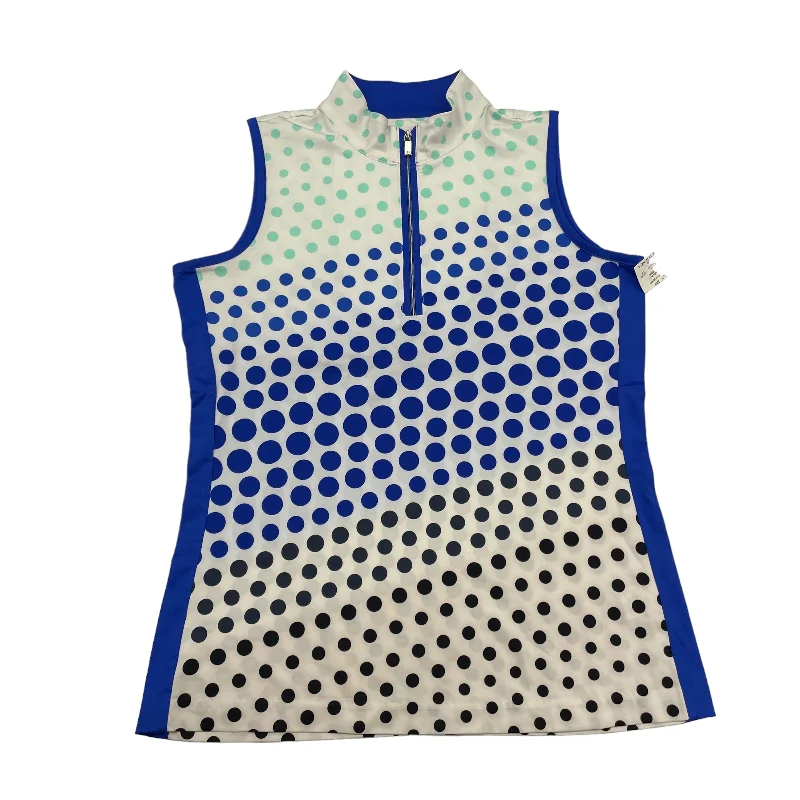 Peplum vest – Vest with a flared, ruffled bottom for a feminine silhouetteBlue & White Athletic Tank Top Tail, Size S