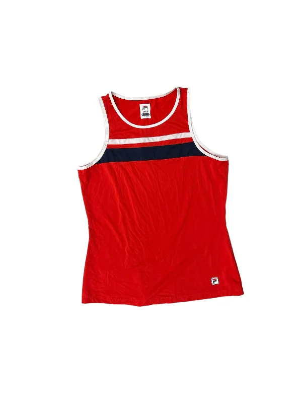 Long vest – Extended length vest, often reaching mid-thigh or kneeRed Athletic Tank Top Fila, Size Xs