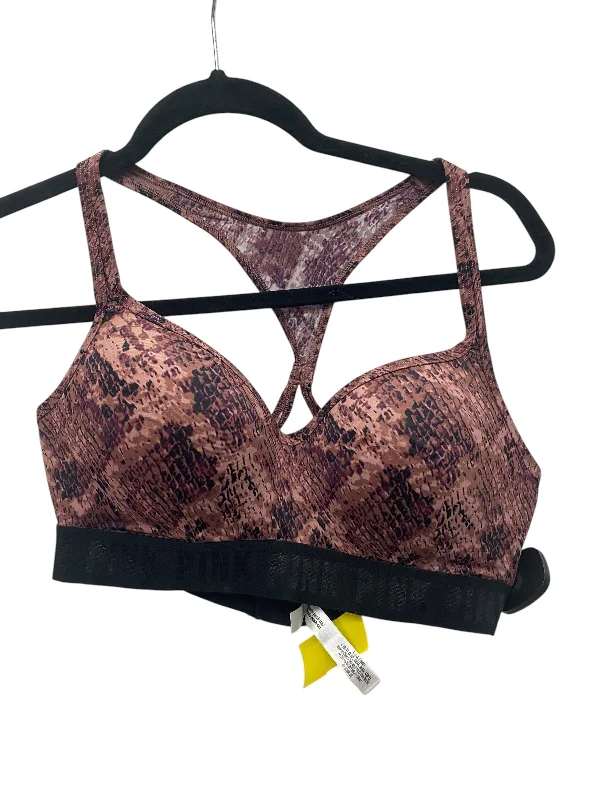 Front-closure sports bra – Sports bra that fastens at the front, often with hooks, zippers, or snaps, for easier wear.Athletic Bra By Pink In Snakeskin Print, Size: L