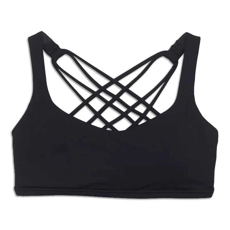 Racerback sports bra – Sports bra with a back design that features straps that meet in a "V" or "Y" shape, offering better shoulder mobility.Free To Be Bra - Wild - Resale