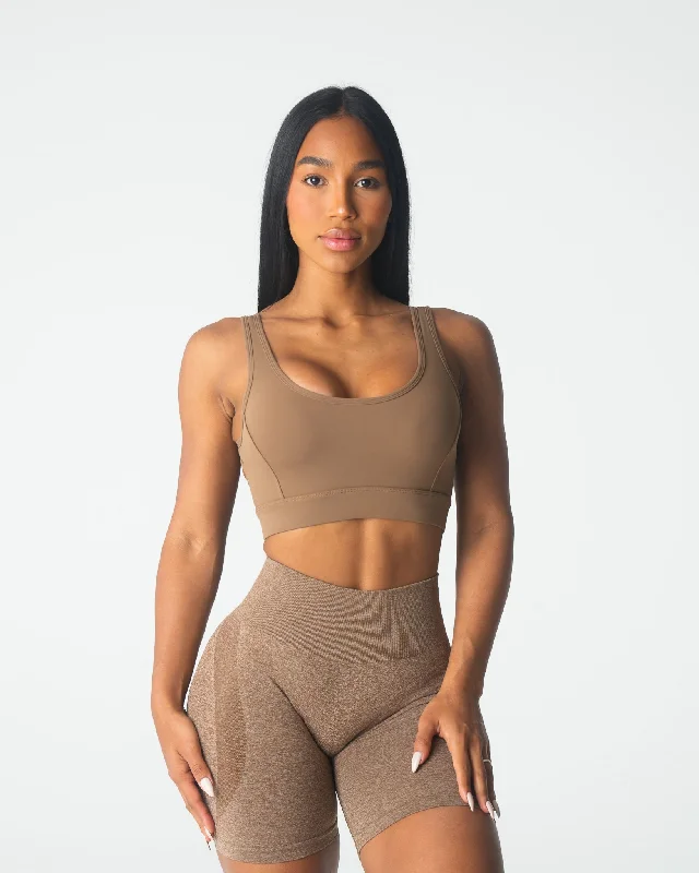 Activewear sports bra – Sports bra designed not only for performance but also for wearing as part of stylish athleisure outfits.Mocha Allure Bra