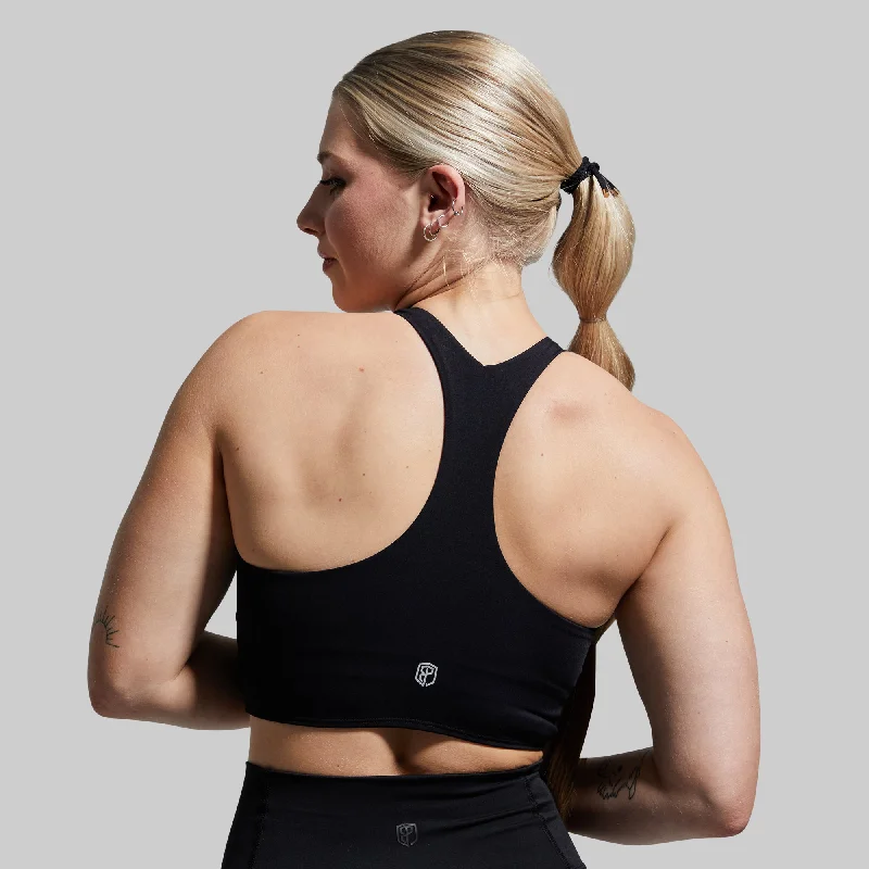 Seamless sports bra – Sports bra made without seams for a smooth, chafe-free fit.Synergy Cropped Sports Bra (Black)