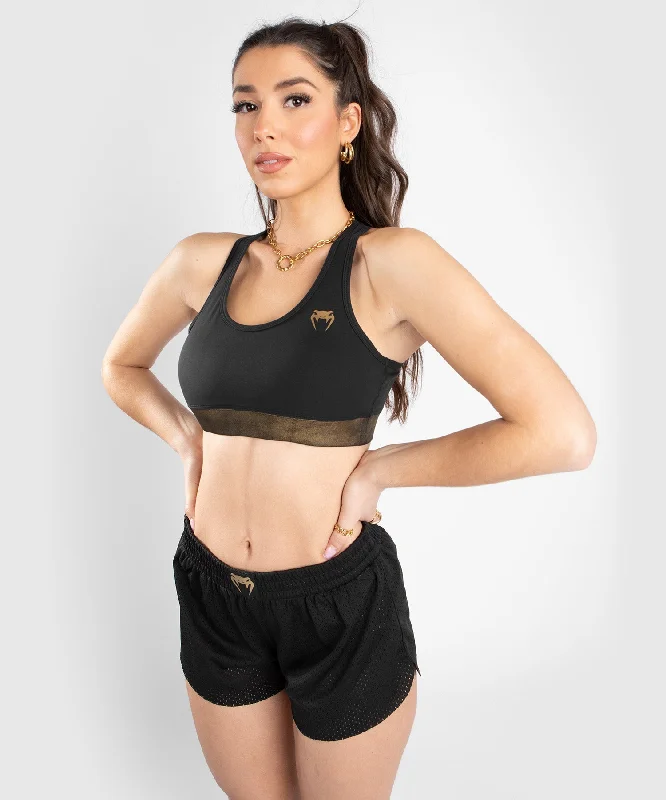 Activewear sports bra – Sports bra designed not only for performance but also for wearing as part of stylish athleisure outfits.Venum Lightning Sport Bra - Black/Gold