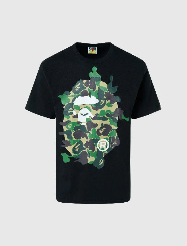 Cotton blend – Mix of cotton and synthetic fabrics for softness and durabilityABC CAMO COLLEGE TEE