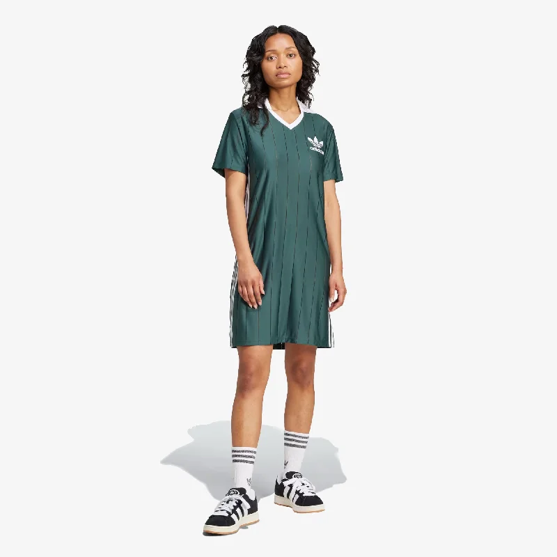 Ruffled – T-shirt with frills or ruffles at the sleeves or hemADIDAS ORIGINALS | WMN'S ADICOLOR 3-STRIPES PINSTRIPE DRESS { MINERAL GREEN