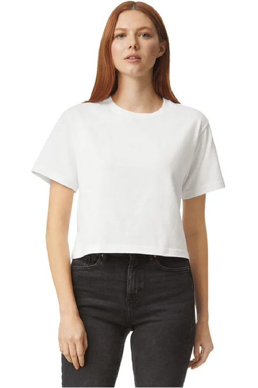 Asymmetrical – Uneven hem or design, adds a modern twistAmerican Apparel Womens Fine Jersey Boxy Short Sleeve Crewneck T-Shirt - White