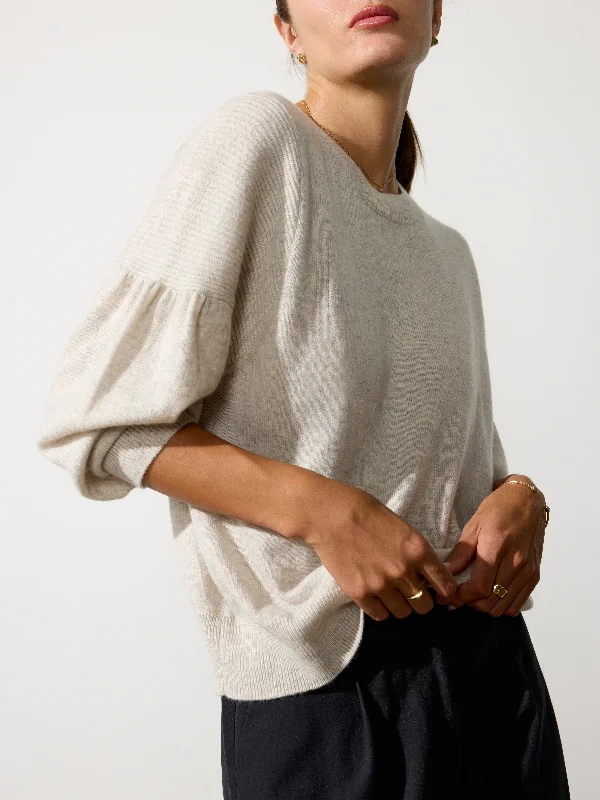 Belted – With a belt or sash for a defined waistThe Arie Crewneck Sweater