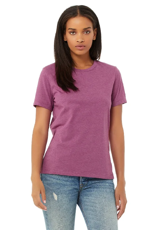 Ringer – T-shirt with contrasting colored trim around the neckline and sleevesBella + Canvas Womens CVC Short Sleeve Crewneck T-Shirt - Heather Magenta