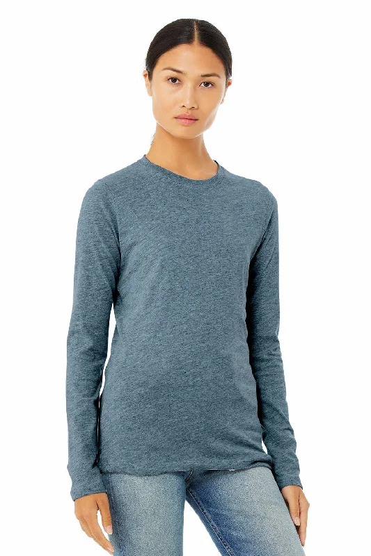 Boxy – Loose, straight cut with no shapingBella + Canvas Womens Jersey Long Sleeve Crewneck T-Shirt - Heather Deep Teal