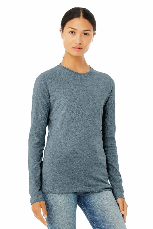 Knit – Soft and stretchy fabric with a knitted textureBella + Canvas Womens Jersey Long Sleeve Crewneck T-Shirt - Heather Slate