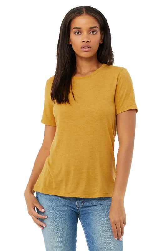 Ringer – T-shirt with contrasting colored trim around the neckline and sleevesBella + Canvas Womens Short Sleeve Crewneck T-Shirt - Mustard Yellow