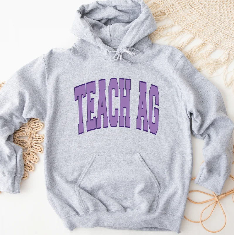 Pullover hoodie – Hoodie without a zipper, worn by pulling over the headBig Varsity Teach Ag Purple Hoodie (S-3XL) Unisex - Multiple Colors!