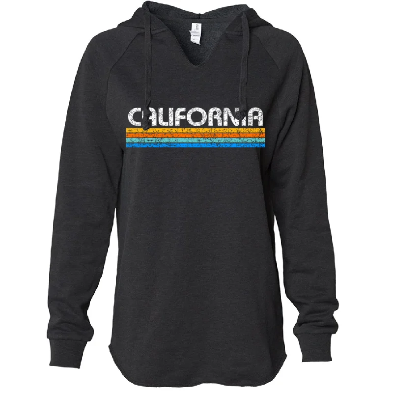 Pullover hoodie – Hoodie without a zipper, worn by pulling over the headCalifornia Vintage Stripe Women's Soft Hooded Pullover