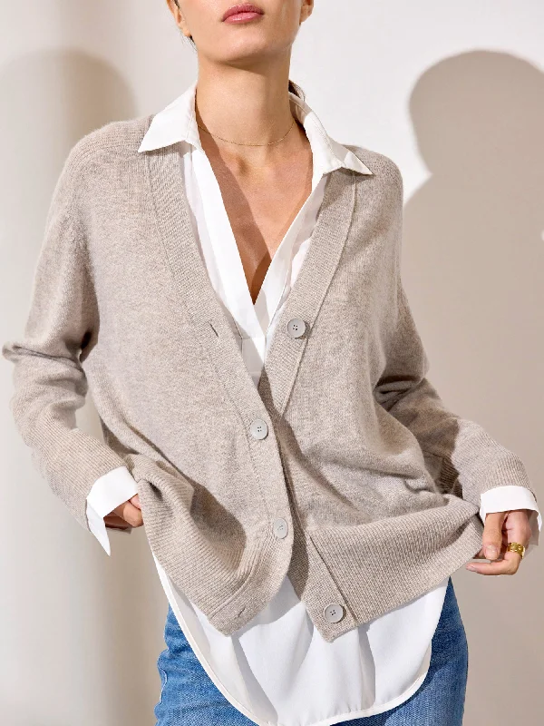 Cotton blend – Mix of cotton and synthetic fibers for comfortThe Callie Layered Looker Cardigan