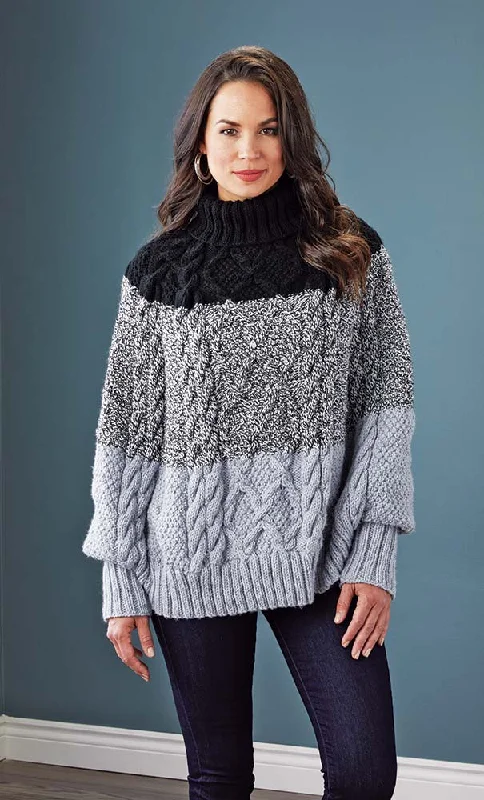 Belted – With a belt or sash for a defined waistComfy Cabled Poncho