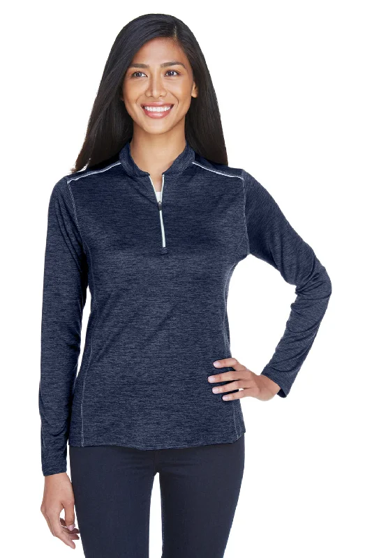 Fleece-lined – Soft, warm interior lining made from fleece materialCore 365 Womens Kinetic Performance Moisture Wicking 1/4 Zip Sweatshirt - Classic Navy Blue/Carbon Grey