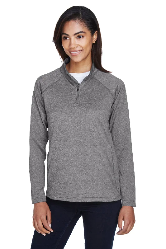 Graphic hoodie – Hoodie with printed designs, logos, or artworkDevon & Jones Womens Compass Stretch Tech Moisture Wicking 1/4 Zip Sweatshirt - Heather Dark Grey