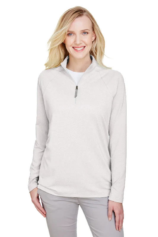 Tech hoodie – Sweatshirt made from high-tech, moisture-wicking fabrics, sometimes with built-in features like headphones or USB charging portsDevon & Jones Womens CrownLux Clubhouse Performance Moisture Wicking 1/4 Zip Sweatshirt - Silver Grey