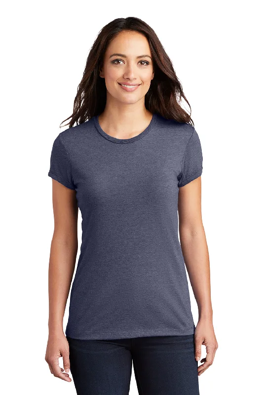 Scoop neck – Wide, rounded necklineDistrict Womens Fitted Perfect Tri Short Sleeve Crewneck T-Shirt - Navy Blue Frost