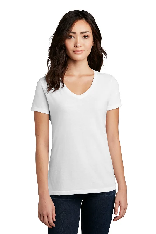 V-neck – V-shaped neckline for a more flattering lookDistrict Womens Perfect Blend Short Sleeve V-Neck T-Shirt - White